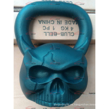 Fundición de hierro personalizado OEM Sculpted Ape cráneo en forma de Kettlebell con la cara